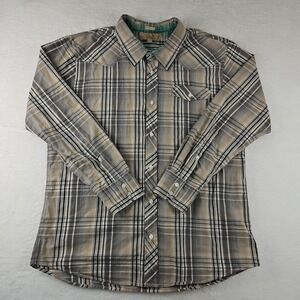 BKE BUCKLE Shirt Mens‎ 2XL XXL Beige Plaid Contour Fit Long Sleeve Button Up